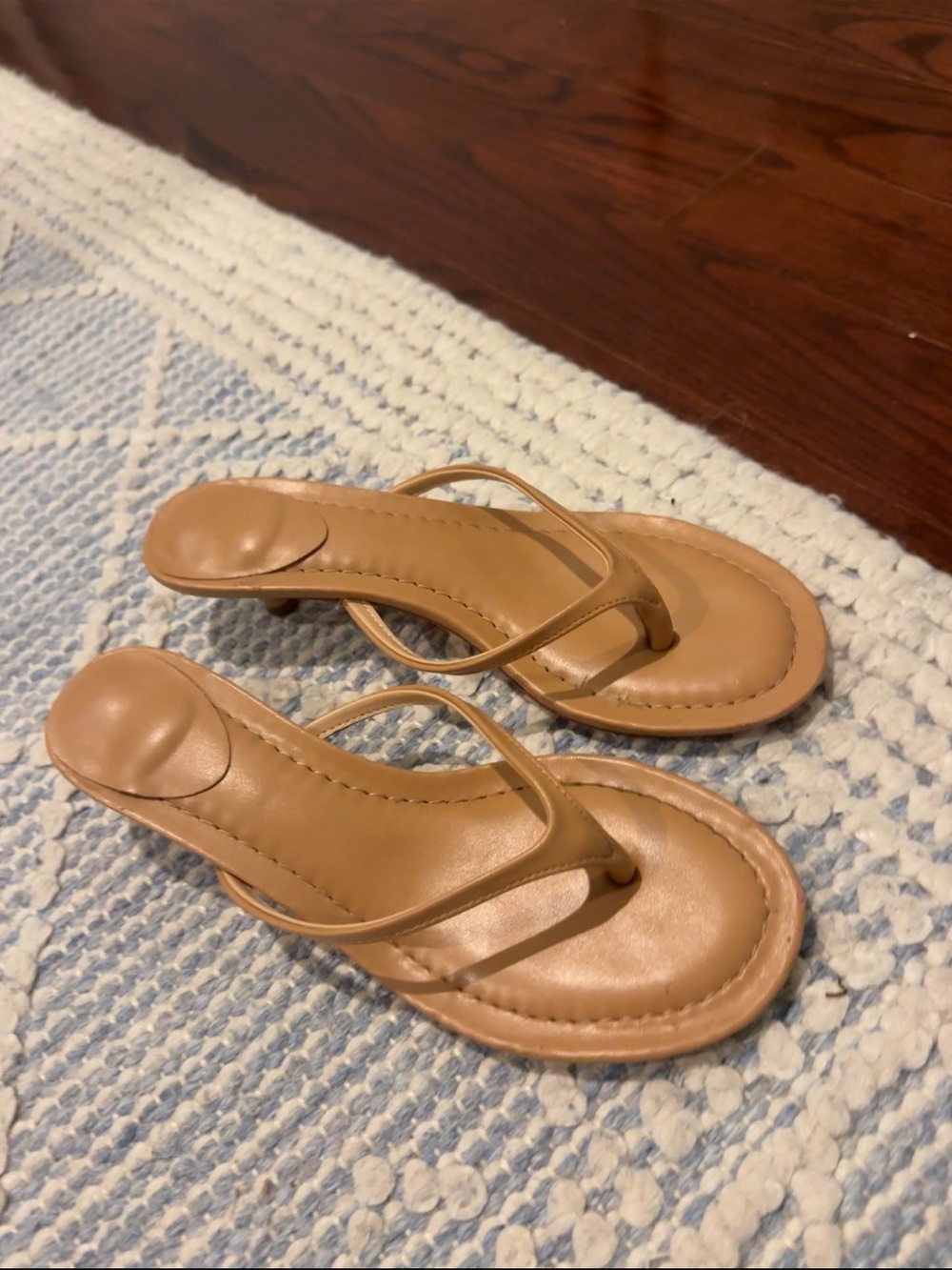 Women’s Tan Leather Thong Heel Sandals